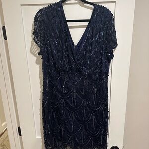 Elegant Navy Sequin Dress